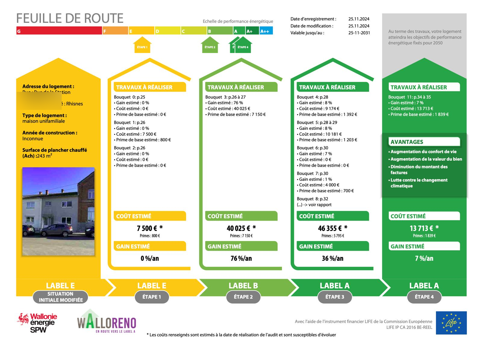 Feuille de route audit logement Wallonie - Exemple officiel